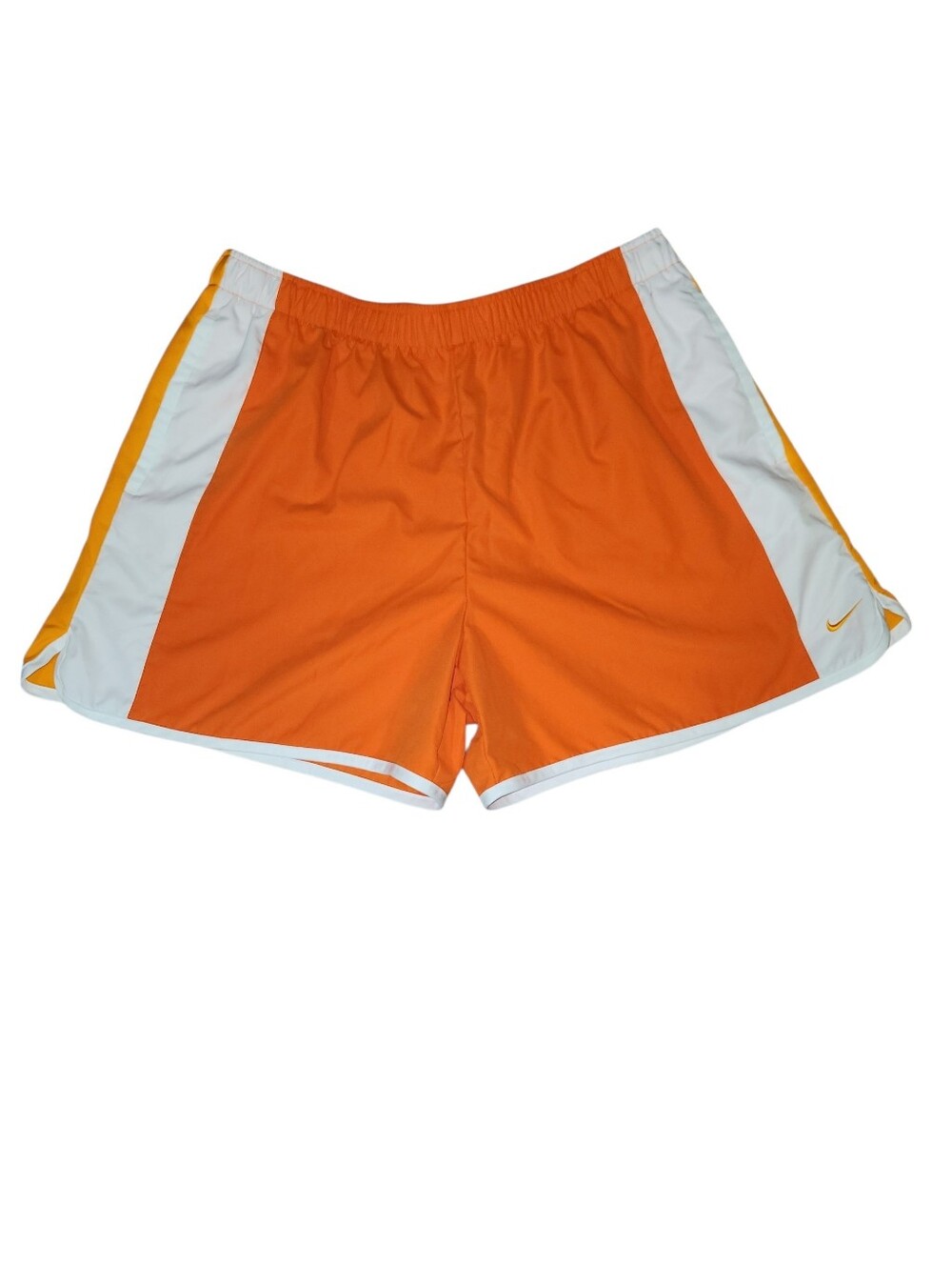 Vintage Nike Running Shorts Women’s Size LARGE Orange White Split Shorts